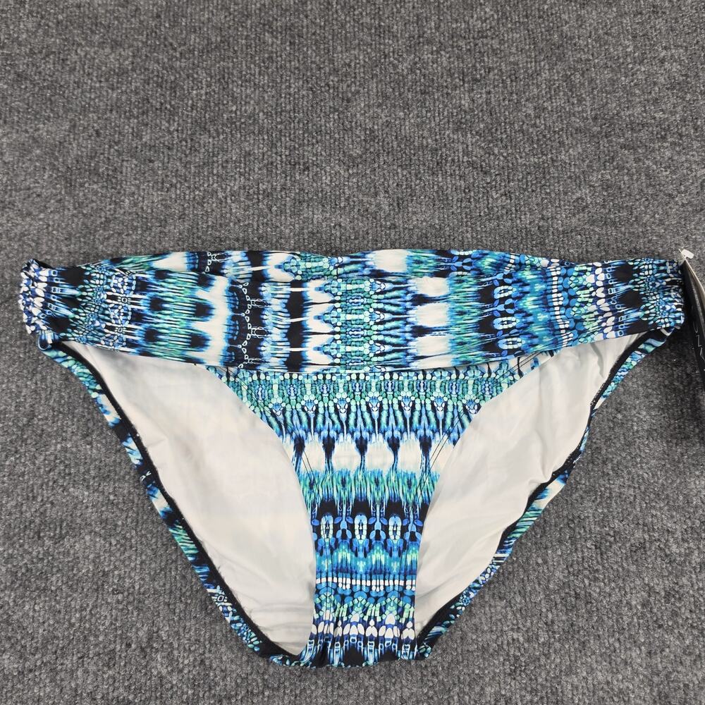 La Blanca Women's Bikini Bottom Size 16 Blue Black Abstract Print Ruched Swimwea